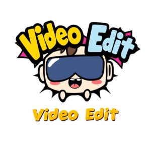 虛擬影片編輯可愛卡通插圖，展現創意數位內容設計.